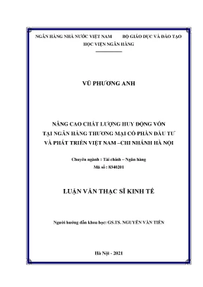 Nâng cao chất lượng huy động vốn tại BIDV Hà Nội: Luận