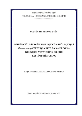 Nghiên cứu sinh học ruồi đục quả Bactrocera sp trên bưởi 