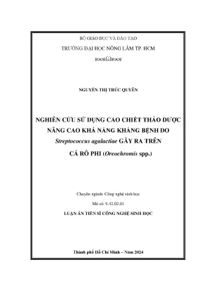 Nâng cao khả năng kháng bệnh cho cá rô phi bằng cao 