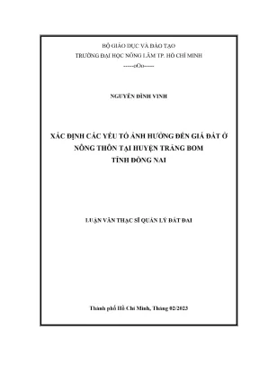 Yếu tố ảnh hưởng đến giá đất nông thôn tại huyện Trảng