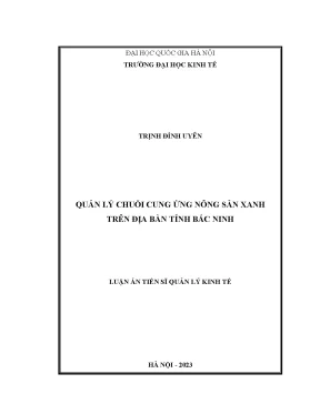 Quản lý chuỗi cung ứng nông sản xanh tại Bắc Ninh