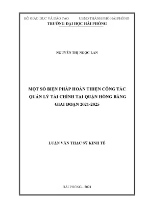 Biện pháp nâng cao quản lý tài chính tại quận Hồng Bàng