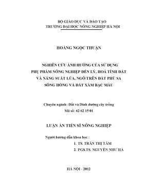 Nghiên cứu ảnh hưởng phụ phẩm nông nghiệp đến tính chất 