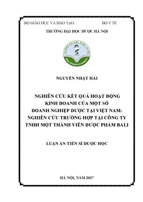 Nghiên cứu hoạt động kinh doanh doanh nghiệp dược tại 