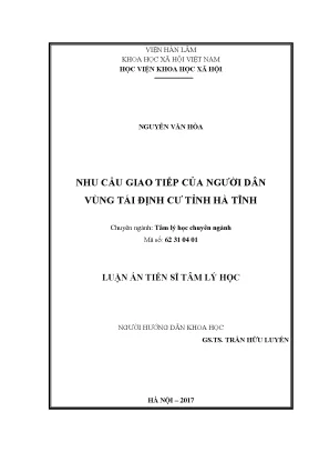 Nhu cầu giao tiếp của người dân vùng tái định cư tại Hà Tĩnh