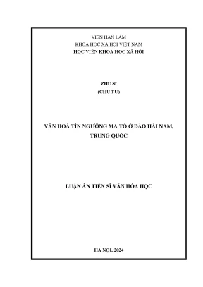 Nghiên cứu văn hóa tín ngưỡng ma tổ tại đảo Hải Nam, 