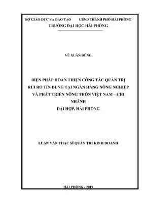 Biện pháp nâng cao quản trị rủi ro tín dụng tại Agribank