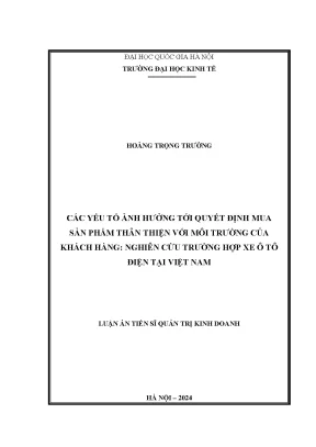 Yếu tố ảnh hưởng đến quyết định mua xe ô tô điện thân