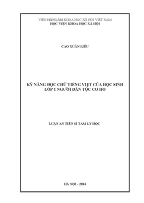 Nghiên cứu kỹ năng đọc chữ tiếng Việt của học sinh lớp 1