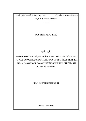 Nâng cao chất lượng thẩm định tài chính dự án nhà ở cho