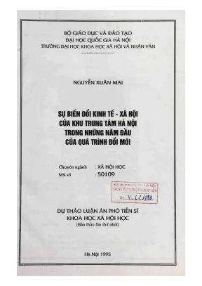 Biến Đổi Kinh Tế Xã Hội Tại Khu Trung Tâm Hà Nội Trong