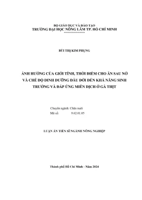 Ảnh hưởng của giới tính và chế độ dinh dưỡng đến sinh 