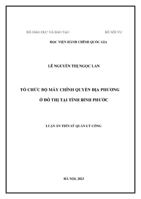 Tổ Chức Bộ Máy Chính Quyền Địa Phương Tại Đô Thị Bình Phước