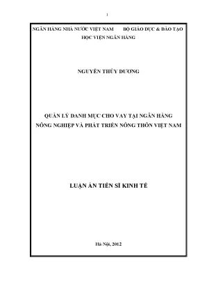 Quản lý danh mục cho vay tại ngân hàng nông nghiệp và 