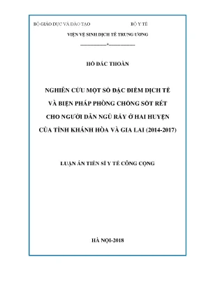 Nghiên cứu dịch tễ và biện pháp phòng chống sốt rét cho 