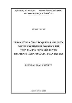 Quản lý nhà nước đối với hộ kinh doanh cá thể tại quận