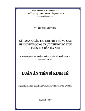 Quản trị chi phí trong bệnh viện công tại Hà Nội: Nghiên