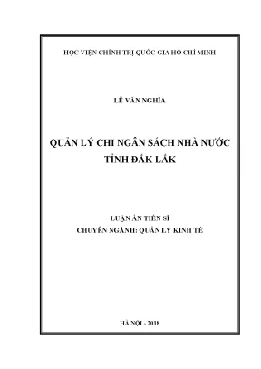 Nghiên cứu quản lý chi ngân sách nhà nước tại Đắk Lắk