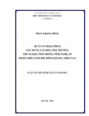Quản lý văn hóa nhà trường trung học phổ thông Nghệ An 