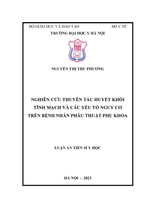 Nghiên cứu thuyên tắc huyết khối tĩnh mạch ở bệnh nhân 