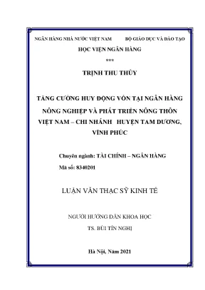 Tăng cường huy động vốn tại Agribank Vĩnh Phúc: Luận văn