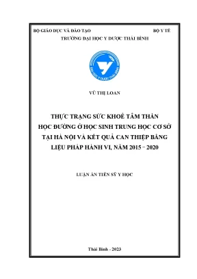 Sức Khỏe Tâm Thần Học Đường: Can Thiệp Liệu Pháp Hành Vi 