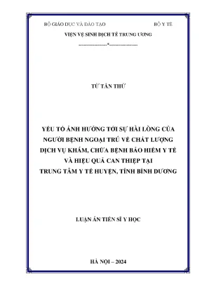 Yếu Tố Ảnh Hưởng Đến Sự Hài Lòng Của Người Bệnh Ngoại 