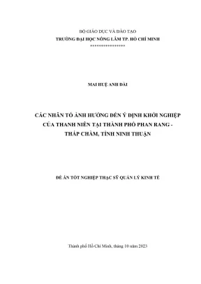 Các nhân tố ảnh hưởng đến ý định khởi nghiệp của thanh 