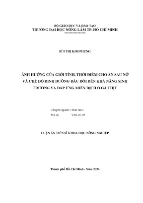 Ảnh hưởng của giới tính và chế độ dinh dưỡng đến thời 