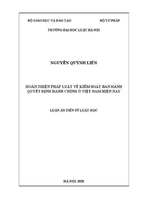 Hoàn thiện pháp luật kiểm soát quyết định hành chính tại