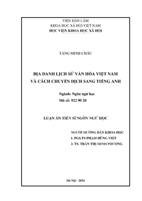 Chuyển dịch địa danh lịch sử văn hóa Việt Nam sang tiếng Anh