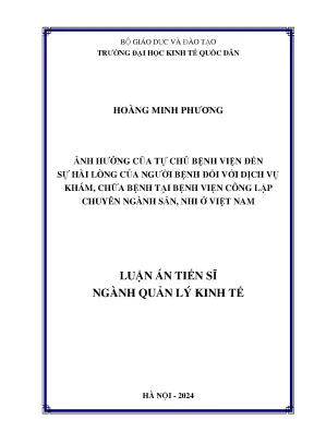 Tự chủ bệnh viện và sự hài lòng của bệnh nhân tại bệnh 