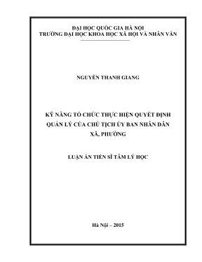 Kỹ Năng Ra Quyết Định Quản Lý Của Chủ Tịch Ủy Ban Nhân 