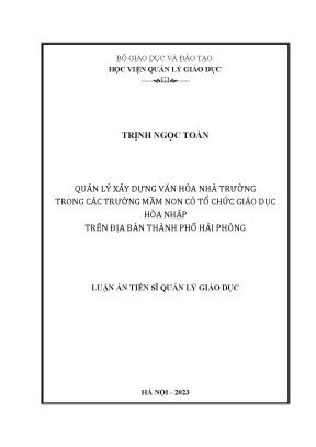 Quản lý văn hóa nhà trường tại các trường mầm non ở Hải 