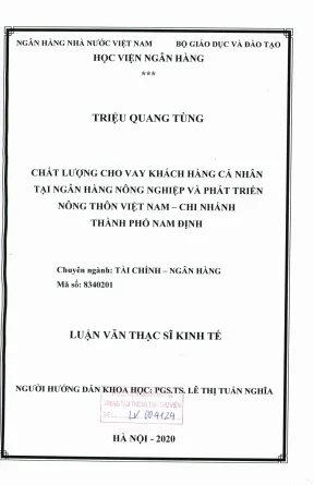 Chất lượng cho vay cá nhân tại Agribank Nam Định: Nghiên