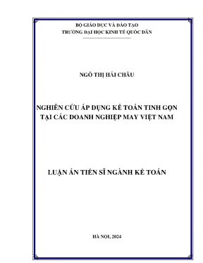 Nghiên cứu kế toán tinh gọn cho doanh nghiệp may Việt Nam