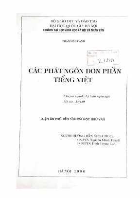 Nghiên cứu phát ngôn đơn phần trong tiếng Việt