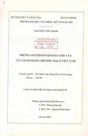 Giải pháp đảm bảo cho vay ngân hàng thương mại tại Việt Nam