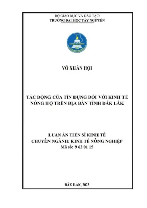 Tác động của tín dụng đến kinh tế nông hộ tại Đắk Lắk