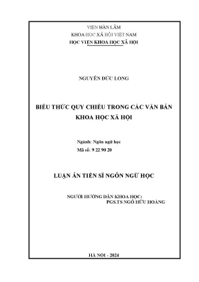 Biểu Thức Quy Chiếu Trong Văn Bản Khoa Học Xã Hội: 