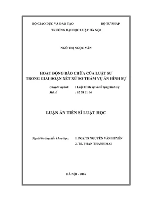Bào Chữa Luật Sư Trong Xét Xử Sơ Thẩm Vụ Án Hình Sự