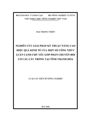 Giải pháp kỹ thuật nâng cao hiệu quả kinh tế trong luân