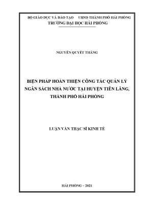 Giải pháp nâng cao quản lý ngân sách nhà nước tại huyện