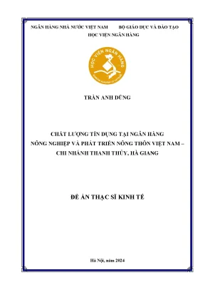 Chất lượng tín dụng tại Ngân hàng Nông nghiệp và Phát