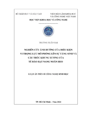 Nghiên cứu ảnh hưởng của vi trọng lực lên sự phát triển