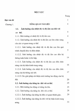 Nghiên cứu ảnh hưởng của nhiệt độ, độ ẩm và tiếng ồn đến