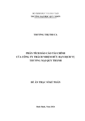Phân Tích Báo Cáo Tài Chính Công Ty Quy Thành: Luận Văn