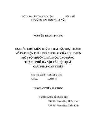 Nghiên cứu kiến thức và thái độ về biện pháp tránh thai 