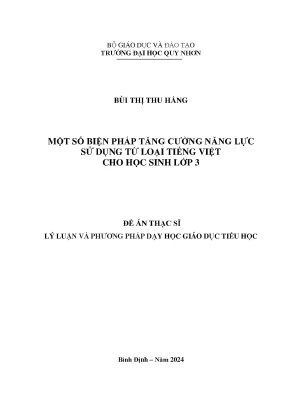 Tăng cường năng lực từ loại tiếng Việt cho học sinh lớp 3