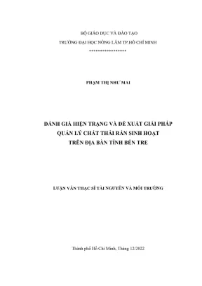 Giải pháp quản lý chất thải rắn sinh hoạt tại Bến Tre